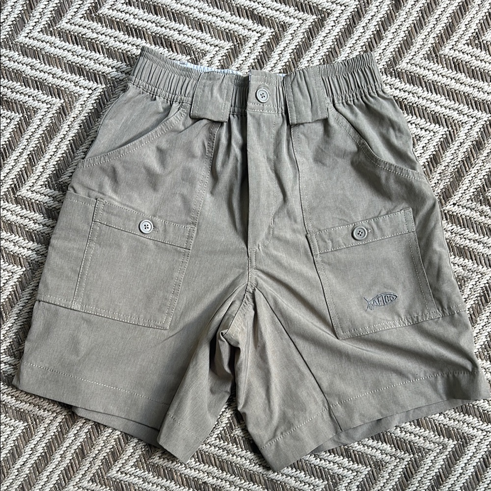 AFTCO Tan Cargo Shorts with Elastic Waistband